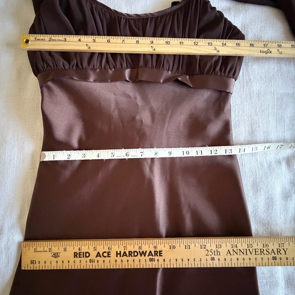 Juno Dress Womens S Brown Chiffon Maxi Slip USA Formal Evening Milkmaid Babydoll - Picture 9 of 13